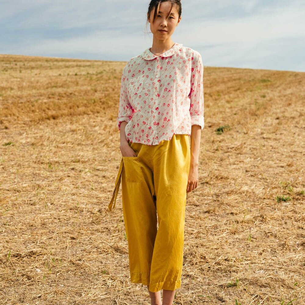 SULA Blouse Floral Round Collar Print - Fuscia  Med